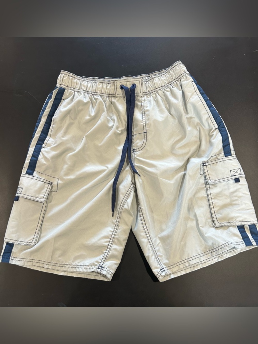 NWT Kanu Surf Grey Swim Shorts with Navy Stitching